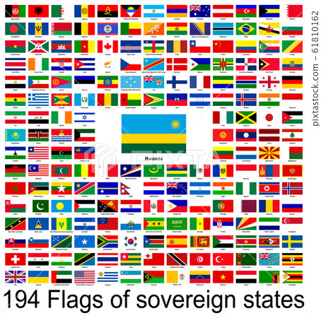 Rwanda, collection of vector images of flags of the world. Vector graphics. 61810162