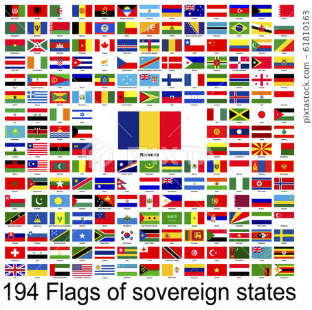 Romania, collection of vector images of flags of the world. Vector graphics. 61810163