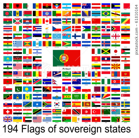 Portugal, collection of vector images of flags of the world. Vector graphics. 61810164