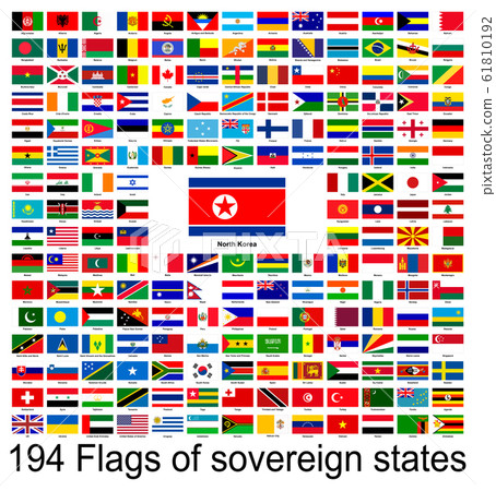 North Korea, collection of vector images of flags of the world. Vector graphics. 61810192