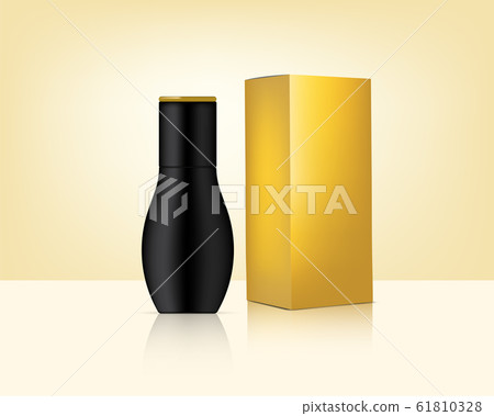 Bottle Mock up Realistic Gold Cosmetic and Box for Bottle Mock up Realistic Gold Cosmetic and Box for 61810328