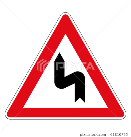 A double turn. Road sign of Germany , Europe. Vector graphics. 61810755