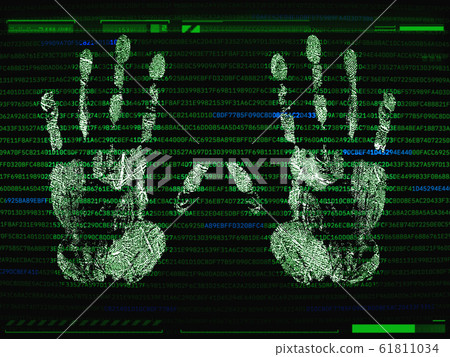 Palm print recognition and access concept. Palm print recognition and access concept. 61811034