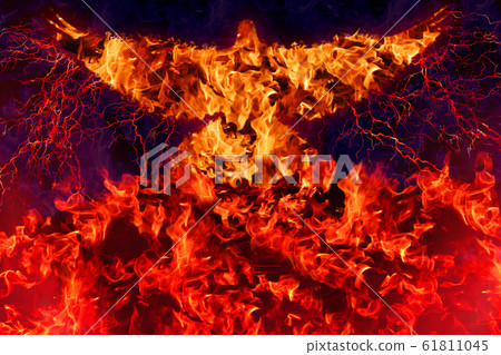 Rise like a phoenix concept illustration. Flying 61811045