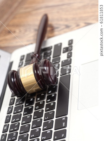Judge gavel with laptop computer 61811853