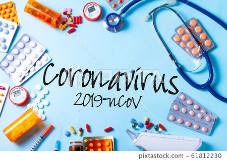 Healthcare concept on blue 61812230