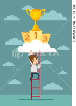 climb to trophy over clouds. 61812685