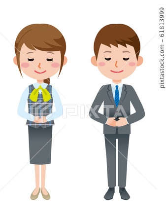 Lightly bowed office worker gender illustration 61813999