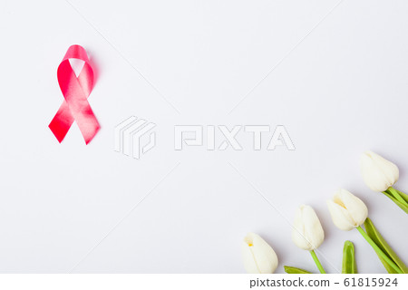 Breast cancer month concept, flat lay top view, 61815924