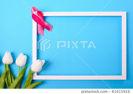 Breast cancer month concept, flat lay top view, 61815928