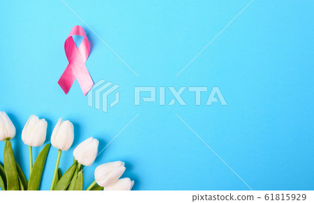 Breast cancer month concept, flat lay top view, 61815929