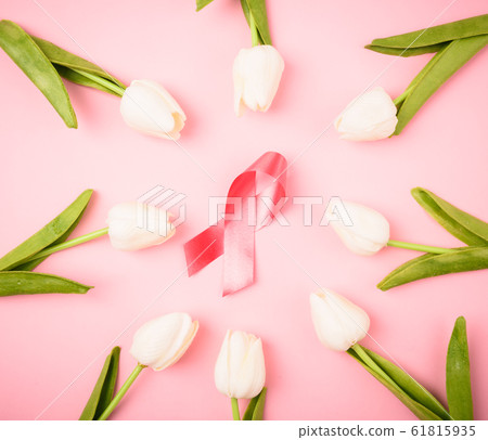 Breast cancer month concept, flat lay top view, Breast cancer month concept, flat lay top view, 61815935