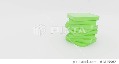3d abstract green blocks in front of white background 3d render illustration 61815962