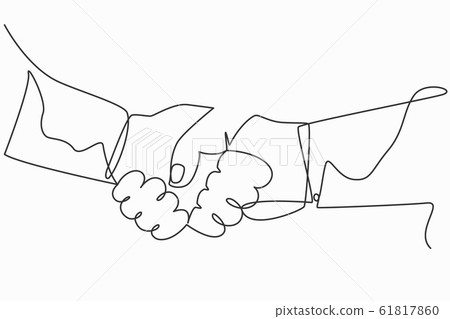 Handshake continuous one line art vector drawing. Handshake continuous one line art vector drawing. 61817860