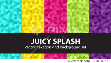 Hexagon pattern set "Juicy Splash". Vector 61818143