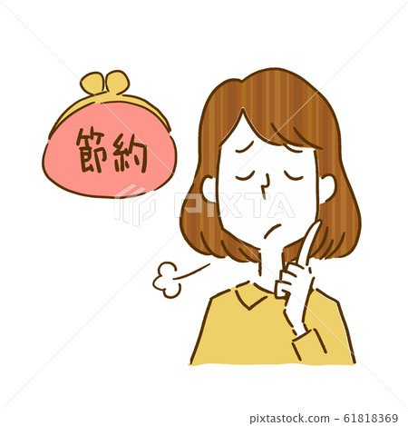 Savings, worry, money, household, woman, housewife, hand-painted Savings, worry, money, household, woman, housewife, hand-painted 61818369
