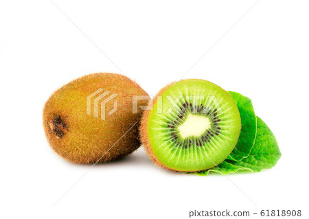 Ripe whole kiwi fruit and half kiwi fruit and 61818908
