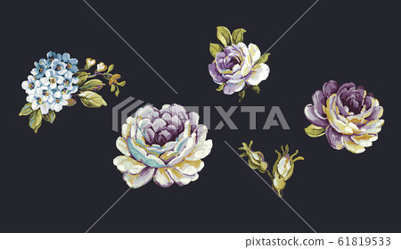Colored hand painted flower material on deep bottom Colored hand painted flower material on deep bottom 61819533