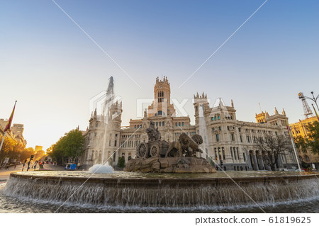 Madrid Spain, sunrise city skyline at Cibeles Fountain Town Square Madrid Spain, sunrise city skyline at Cibeles Fountain Town Square 61819625