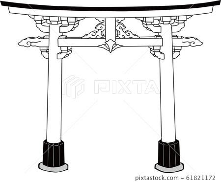 浮世繪鳥居第4部分黑色和白色 61821172