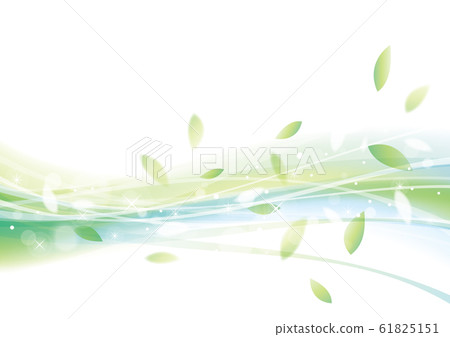 Illustration of leaves flying in the wind green 61825151