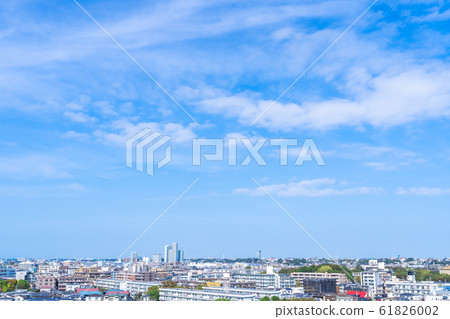 Kanagawa city landscape View of Kawasaki city in Kanagawa prefecture Refreshing blue sky and city Urban landscape image material Office city 61826002