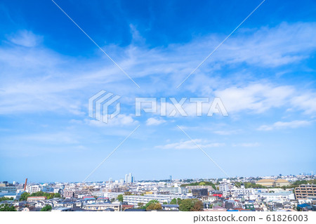 Kanagawa city landscape View of Kawasaki city in Kanagawa prefecture Refreshing blue sky and city Urban landscape image material Office city 61826003