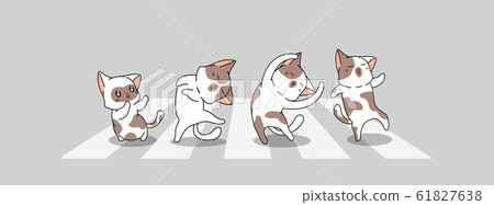 Adorable cats are crossing the road Adorable cats are crossing the road 61827638