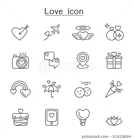 Love icon set in thin line style - Stock Illustration [61828684] - PIXTA