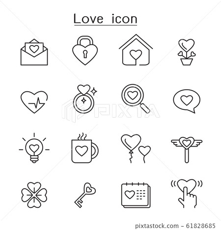 Love icon set in thin line style - Stock Illustration [61828685] - PIXTA