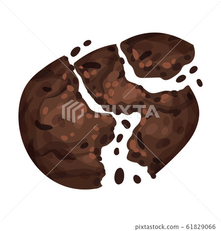 Chocolate Cookie Crumbs and Chips Isolated On White Background Vector Item Chocolate Cookie Crumbs and Chips Isolated On White Background Vector Item 61829066
