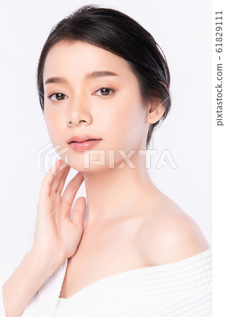 Portrait beautiful young asian woman clean fresh bare skin concept. Asian girl beauty face skincare Portrait beautiful young asian woman clean fresh bare skin concept. Asian girl beauty face skincare 61829111