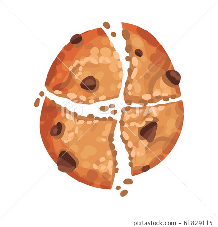 Oatmeal Cookie with Chocolate Crumbs Isolated on White Background Vector Item 61829115