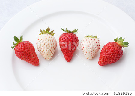 Red and white strawberries arranged on a plate Red and white strawberries arranged on a plate 61829180