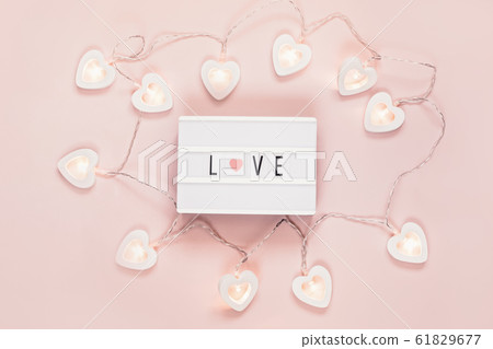 Minimal Valentine flat lay with word love on Minimal Valentine flat lay with word love on 61829677