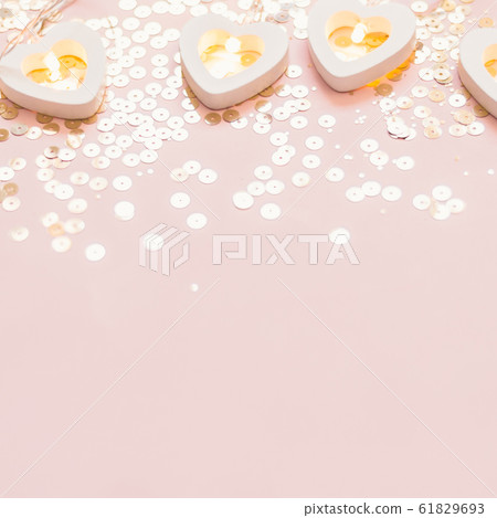 Valentines day decor. Festive background with Valentines day decor. Festive background with 61829693