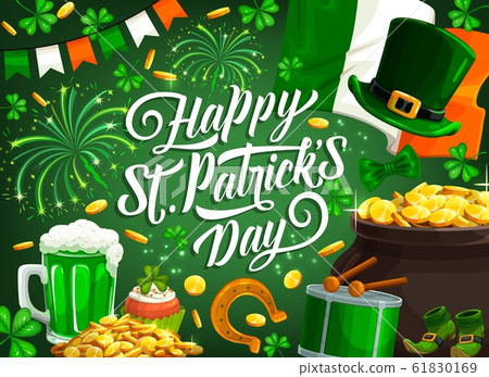 Patrick Irish shamrock clover, gold, fireworks Patrick Irish shamrock clover, gold, fireworks 61830169