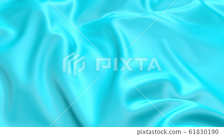 Green Silk Cloth With Some Folds. Whole Background. Stock Photo