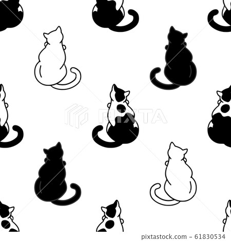 Seamless pattern with cute black and white cats. - Stock Illustration ...