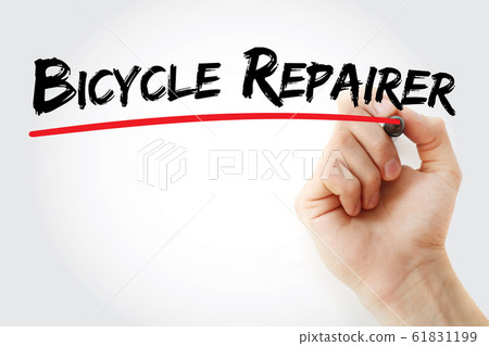 Bicycle repairer text with marker Bicycle repairer text with marker 61831199