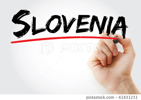 Slovenia text with marker Slovenia text with marker 61831231