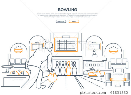Playing bowling linear landing page vector template Playing bowling linear landing page vector template 61831880