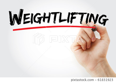 Weightlifting text with marker 61831923