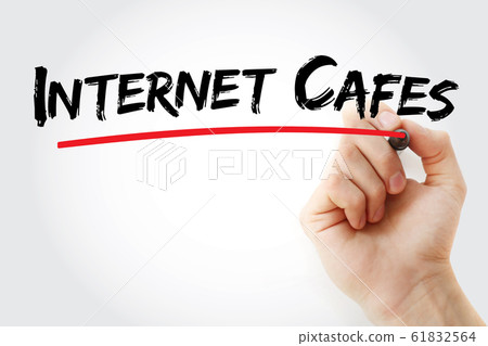Internet cafes text with marker Internet cafes text with marker 61832564