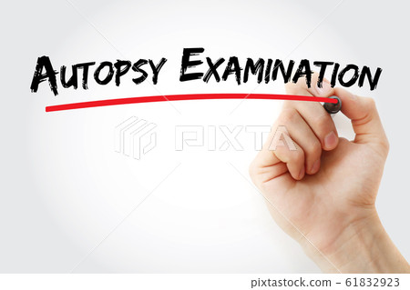 Autopsy examination text with marker Autopsy examination text with marker 61832923