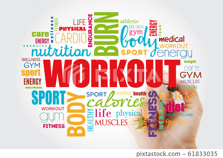 WORKOUT word cloud collage 61833035