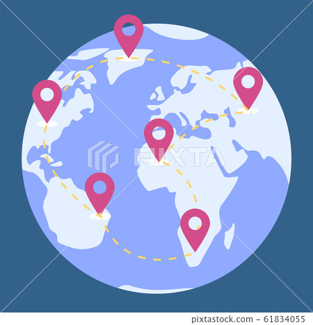 World Map of Earth Planet, Path for Traveling 61834055