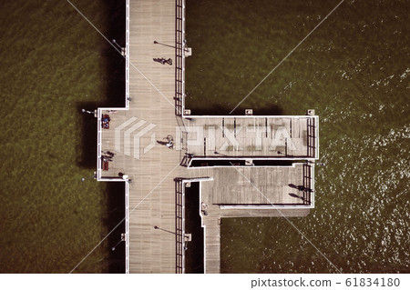 Aerial view on Gdansk Brzezno pier with many 61834180