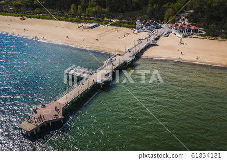 Aerial view on Gdansk Brzezno pier with many 61834181