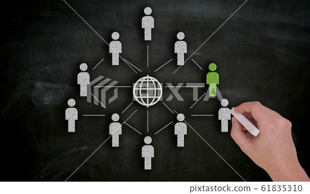 Network is painted by hand with chalk on 61835310